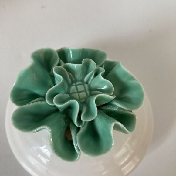 Graces Teaware Fine China White Teapot with Lid Teal Accents Trim 24 oz - Picture 13 of 13